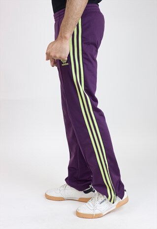 VINTAGE 90S ADIDAS PURPLE/GREEN TRACKSUIT BOTTOMS