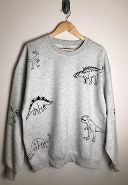 Mega dinosaur sweatshirt- GREY - unisex fit