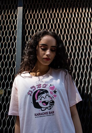 TSHIRT IN PINK ORGANIC COTTON WITH JAPANESE GRAPHIC PRINT