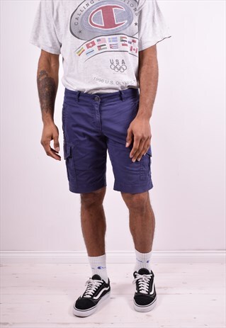 NAPAPIJRI MENS VINTAGE CARGO SHORTS W36 BLUE 90'S