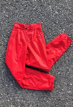 RED ski pants pleated vintage 80s womens XS
