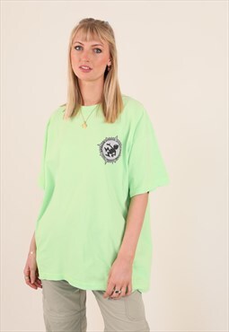 90s APOLLO Neon green single stitch rave dance music tshirt 