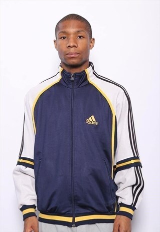 VINTAGE ADIDAS LOGO TRACK JACKET NAVY BLUE