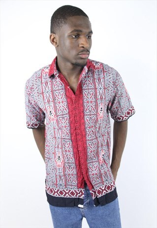 VINTAGE ABSTRACT 90'S PATTERNED SHIRT