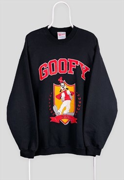 Vintage Black Disney Goofy Sweatshirt Graphic XL