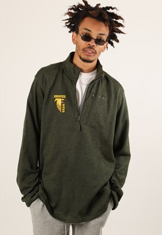 VINTAGE EDDIE BAUER EMBROIDERED SPELL OUT 1/4 ZIP SWEATSHIRT