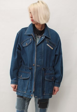 VINTAGE 90' CLASSIC LEE COOPER UNISEX BLUE DENIM LONG JACKET