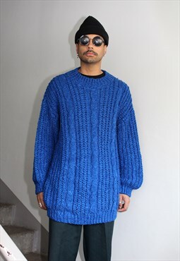 Vintage 90s Vibrant Blue Winter Knit Jumper