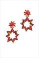 Confetti spark drop stud earrings in red. Christmas earrings