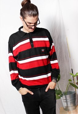 80s vintage 90s sports Paul Shark striped pique polo jumper