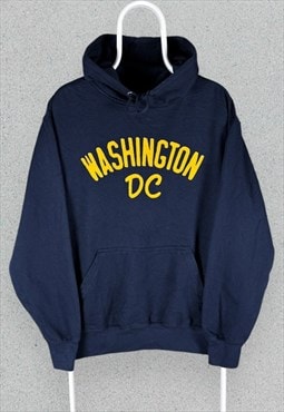 Vintage Washington DC Blue Hoodie Spell Out Mens Medium