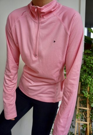 pink half zip sweatshirt