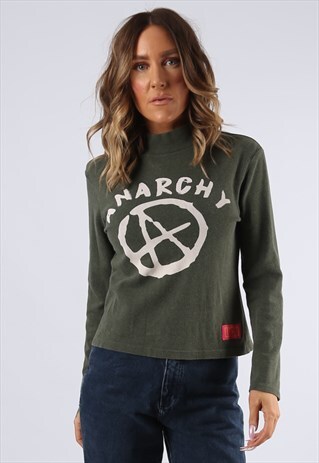 TURTLE NECK LONG SLEEVED TOP BICH ANARCHY PRINT (K9DP)