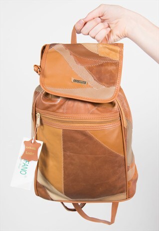 VINTAGE PATCHWORK STYLE LEATHER RUCKSACK