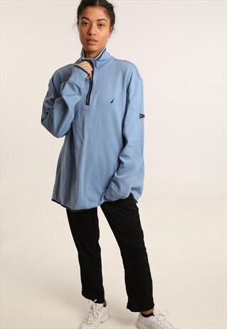 VINTAGE NAUTICA EMBROIDERED LOGO 1/4 ZIP SWEATSHIRT
