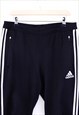 VINTAGE ADIDAS SWEATPANTS BLACK STRIPED SLIM FIT WITH LOGO 