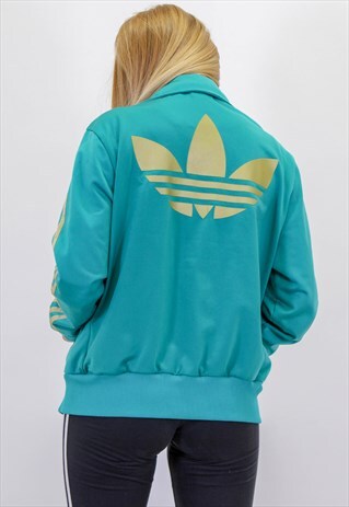 VINTAGE ADIDAS FESTIVAL LOGO JACKET IN GREEN SMALL