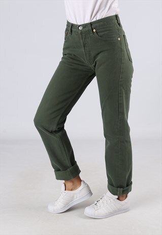 501'S LEVIS DENIM JEANS COLOURED HIGH WAISTED UK 8 (GJ3H)