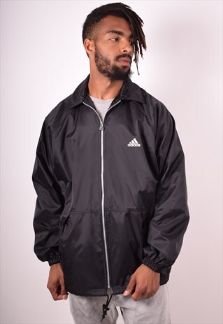 ADIDAS MENS VINTAGE JACKET LARGE BLACK 90S