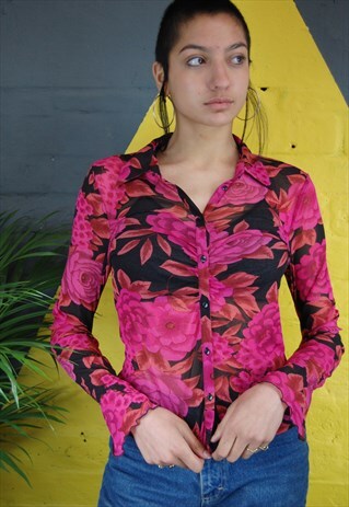 Y2K PINK SHEER BLOUSE