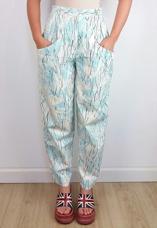 VINTAGE 80'S HIGH WAIST PATTERNED MOM JEANS /TROUSERS