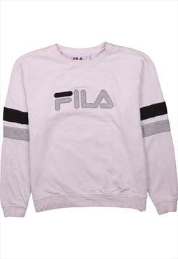 Vintage 90's Fila Sweatshirt Spellout Crew Neck White Large