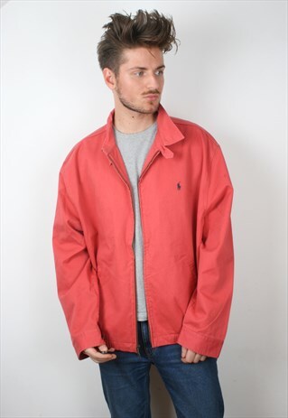 VINTAGE SALMON PINK/ RED POLO BY RALPH LAUREN JACKET