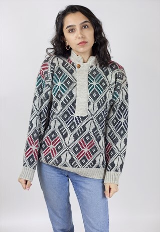 VINTAGE 90'S PATTERNED WOOLEN JUMPER