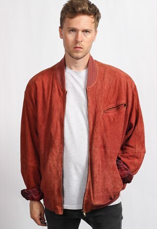 VINTAGE SUEDE OVERSIZED BOMBER JACKET