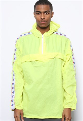 VINTAGE CHAMPION WINDBREAKER TAPE LOGO JACKET GREEN