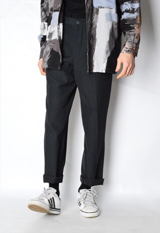 VINTAGE 90S DARK GREY WOOL BLEND PANTS