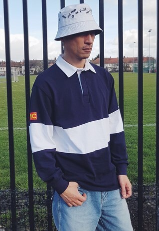 FMC RUGBY SHIRT NAVY BLUE & WHITE COLOURBLOCK