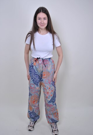 VINTAGE MULTICOLOR SKI PANTS, 90S FLOWERS SNOW PANTS
