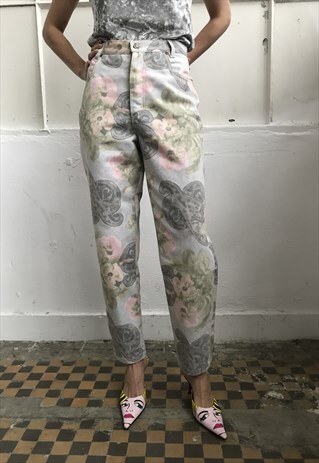 VINTAGE 80' AMAZING BEAUTIFUL PASTEL COLORFUL TROUSERS