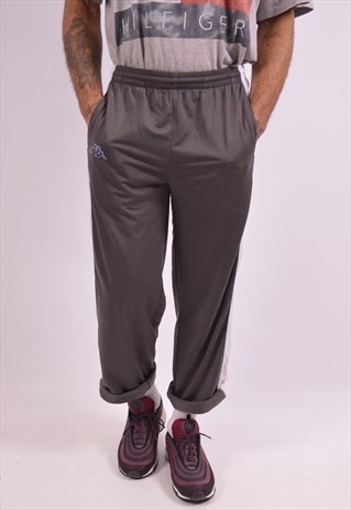 KAPPA MENS VINTAGE TRACKSUIT TROUSERS MEDIUM GREY 90S