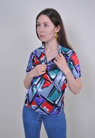 80S BIKING TSHIRT, VINTAGE ABSTRACT SPORT TEE