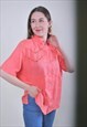 VINTAGE CASUAL WOMEN CORAL BLOUSE WITH SHORT SLEEVE 