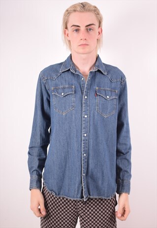 LEVI'S MENS VINTAGE DENIM SHIRT SMALL BLUE 90S