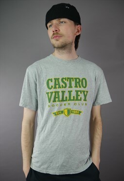 Vintage Adidas Castro Valley T-Shirt in Grey with Logo