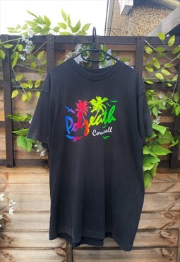 Vintage screenstars 1990s Cornwall black T-shirt XL  