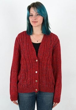 Women's M Cardigan Sweater Jacket Cable Knit Wool Blend