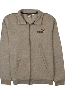 Vintage 90's Puma Sweatshirt Lightweight Full Zip Up Grey