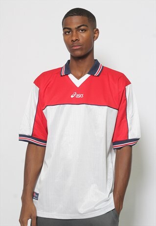 VINTAGE ASICS SPORTS T-SHIRT WHITE RED