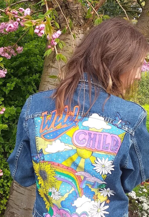 Hand-painted Flower Vintage Denim Jacket