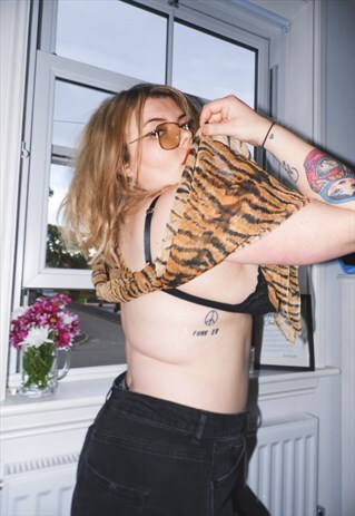 TIGER PRINT SCARF SHEER ANIMAL PRINT Y2K HEADBAND HEADWEAR