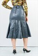 VINTAGE 80S LEATHER SKIRT IN GREY