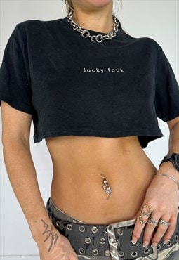 Vintage Y2k FCUK Crop Top Tshirt 2000s Streetwear Slogan 90s
