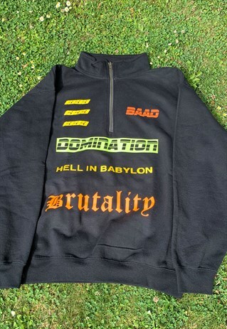 VINTAGE GILDAN 1/4 ZIP SWEATSHIRT CUSTOM FULLYBAAD
