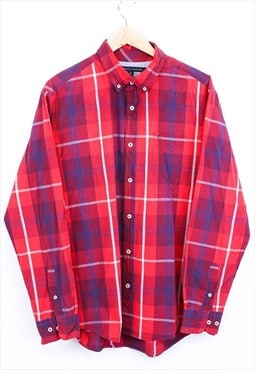 Vintage Tommy Hilfiger Shirt Red Check With Pocket Logo