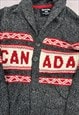 VINTAGE ABSTRACT KNITTED CARDIGAN CANADA PATTERNED SWEATER